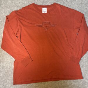 Vintage Reebok Shirt Mens XL Blue Long Sleeve Y2K Embossed Center Logo 2000-2005